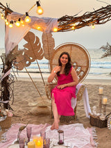 Atlee Ruffled Maxi Dress in Pink - Alamode By Akanksha