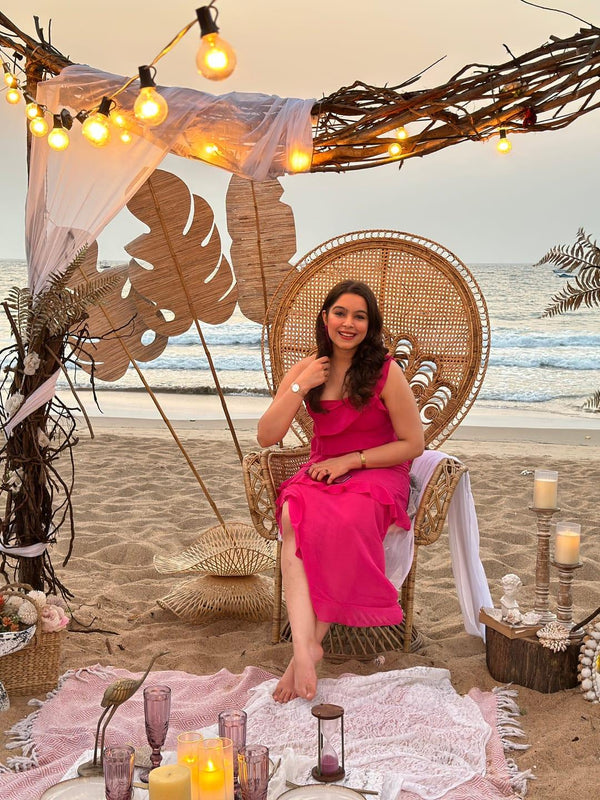 Atlee Ruffled Maxi Dress in Pink - Alamode By Akanksha