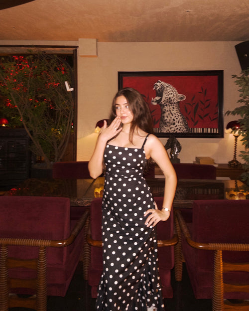 Sakura Polka Maxi Dress With Scarf