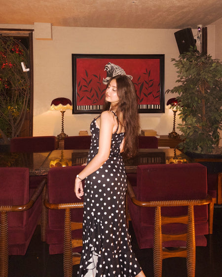 Sakura Polka Maxi Dress With Scarf