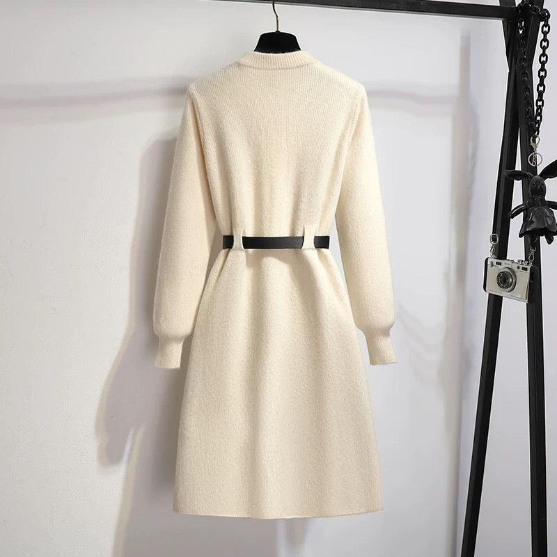 Hyacinth Knitted Dress With Belt - Alamode By Akanksha