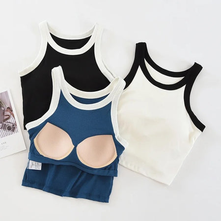 Nikki Tank Tops with Inbuilt Bra In Black
