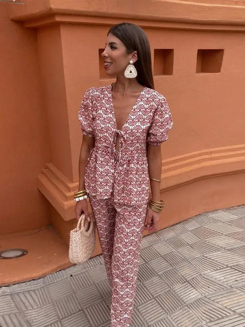 Laurie Summer 2 Pc Coord Set In Rust