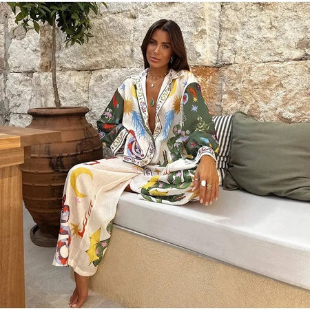 Misco Summer Holiday Abstract Coord Set In Multicolor