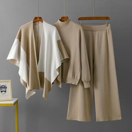 Brown - Lillian Luxe Winter Coord Set with Cape