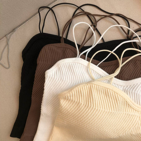Leddo Tank Tops with Inbuilt Bra In Brown