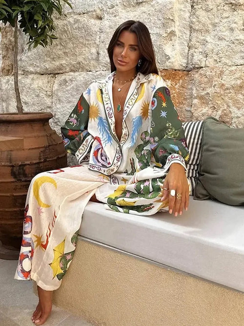 Misco Summer Holiday Abstract Coord Set In Multicolor