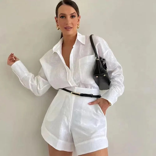 Filo Summer Two Piece Linen Coord Set In White