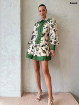 Jered Collared Summer Dress in Green - Alamode By Akanksha