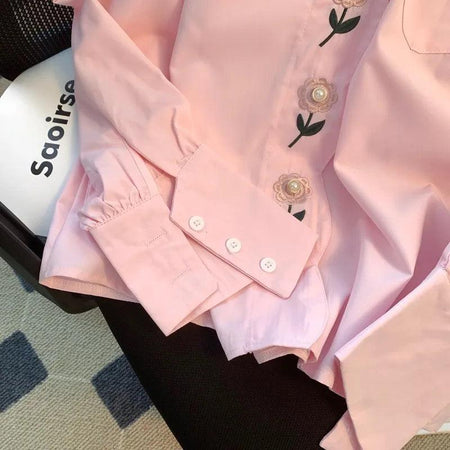 Rose Summer Oversized Shirt in Pink - Alamode By Akanksha