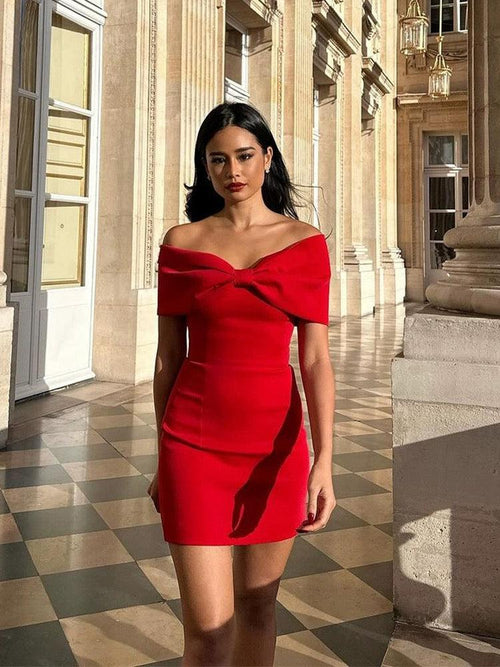 Serrie Red Bow Mini Dress - Alamode By Akanksha