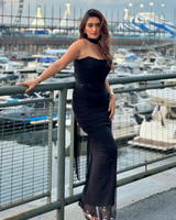 Alara Summer 2 Pcs Set - Set of Top And Skirt With Scarf In Black