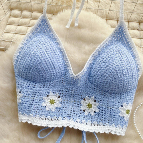Prerto Summer Tops with Inbuilt Bra In Blue