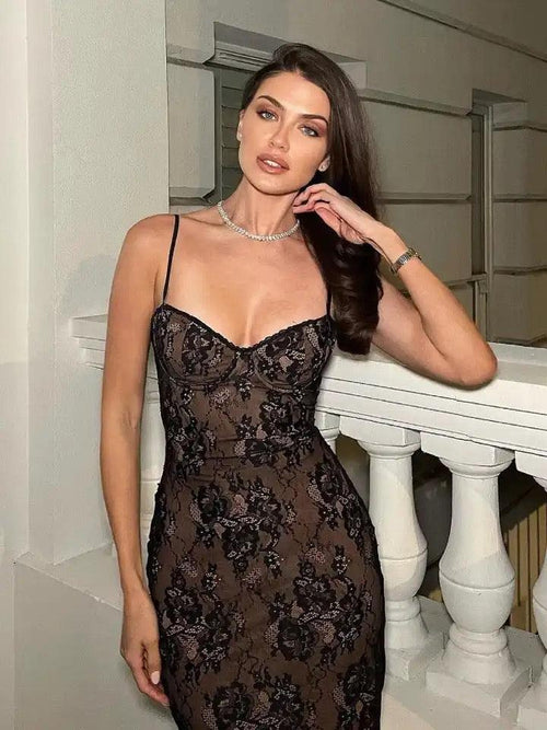 Cellar Lace Midi Dress in Black - Alamode By Akanksha