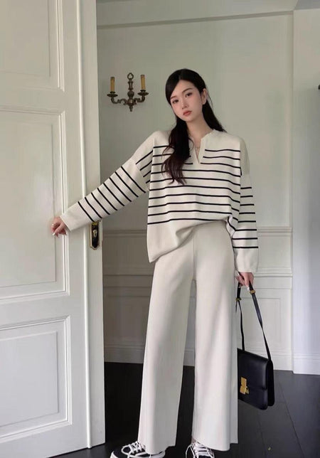 Beige - Rachel Striped Coord Set