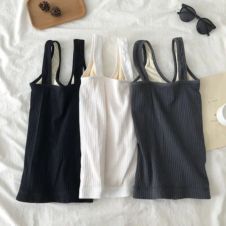 Fia Warm Tank Tops with Fleece Lining In Black