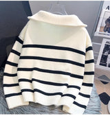 Mastro Striped Statement Sweater - Alamode By Akanksha