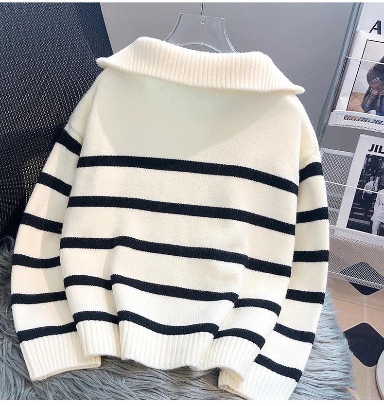 Mastro Striped Statement Sweater - Alamode By Akanksha