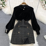 Reina Velvet and Tweed Dress - Alamode By Akanksha