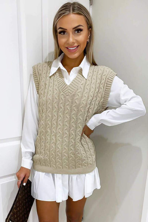 Aayla Two Piece Shirt & Knit Vest Sweater