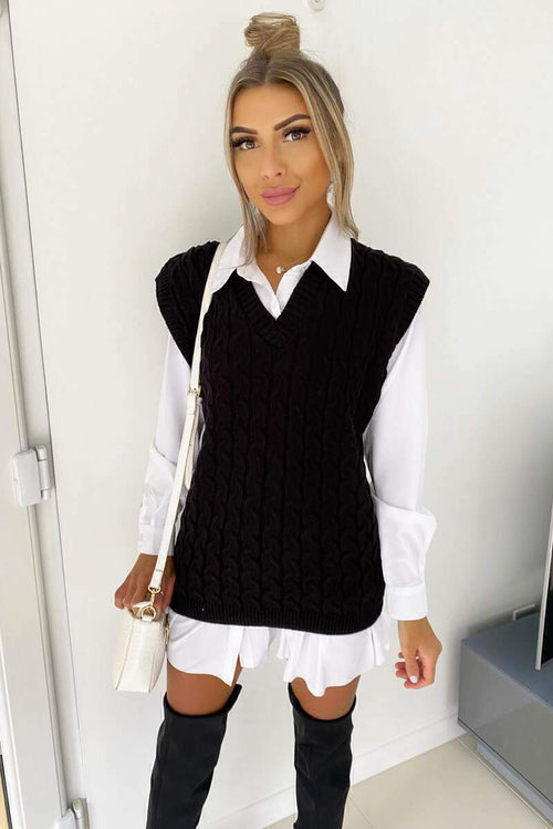 Aayla Two Piece Shirt & Knit Vest Sweater