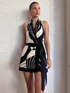 Abecca Halterneck Summer Dress - front shot on model, black and white - Miss Mosa By Akanksha