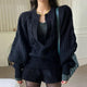 Abesca Luxury Knitted Sweaters - front shot on model, black - Miss Mosa By Akanksha