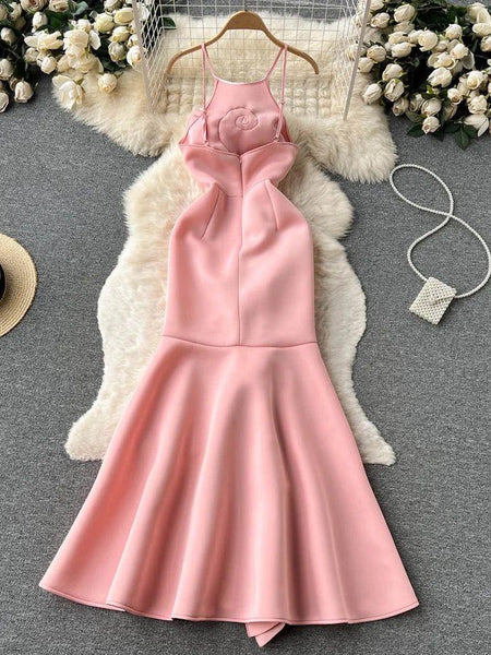 Abigail Statement Dress In Pink - styled flat-lay shot, pink - Miss Mosa By Akanksha