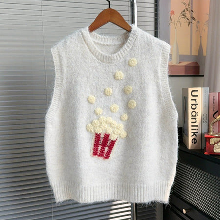Abriana Embroidered Woolen Sweater - flat-lay shot, cream - Miss Mosa By Akanksha