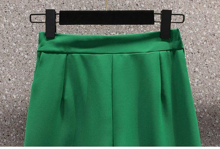 Absidee Coord Set with Belt - close-up of shorts waist, green - Miss Mosa By Akanksha