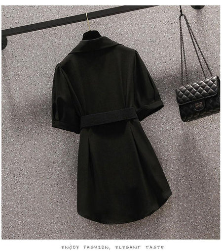 Absidee Coord Set with Belt - back shot on mannequin, black - Miss Mosa By Akanksha
