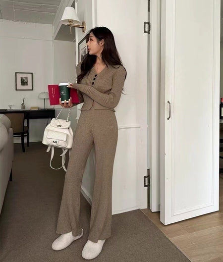 Acadia Premium Winter Coords - Tracksuits - front shot on model seated, cream - Miss Mosa By Akanksha