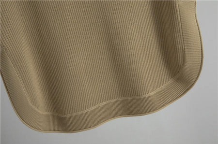 Addison Ribbed Coord Set In Brown - close-up of ribbed hem detail - Miss Mosa By Akanksha