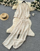 Adele Statement Summer Coord Set - flat-lay shot on hanger, cream - Miss Mosa By Akanksha