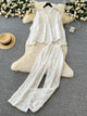 Adele Statement Summer Coord Set - flat-lay shot on hanger, white - Miss Mosa By Akanksha