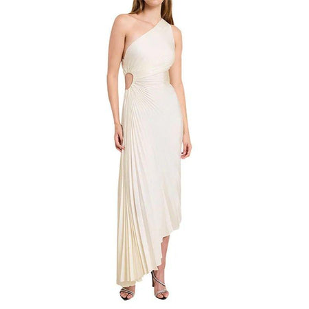 Adelina Statement Summer Dress - front shot on model, cream - Miss Mosa By Akanksha