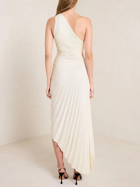 Adelina Statement Summer Dress - back shot on model, cream - Miss Mosa By Akanksha