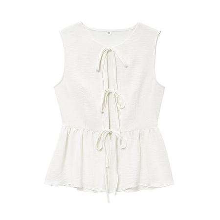 Aderyn Statement Linen Suit Set In Off White - flat-lay product shot of the top - Miss Mosa By Akanksha