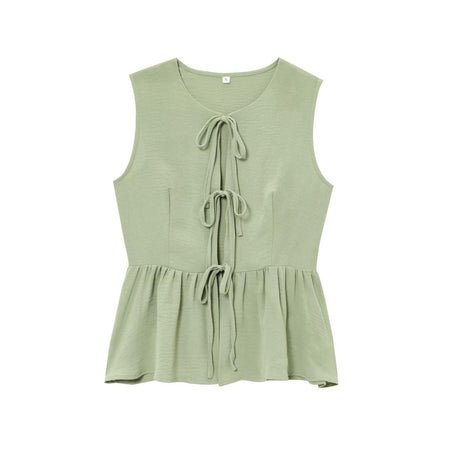 Aderyn Statement Linen Suit Set In Olive Green - flat-lay product shot of the top - Miss Mosa By Akanksha