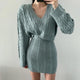 Ahana Woolen Statement Coord Set - front shot on model, sage green - Miss Mosa By Akanksha