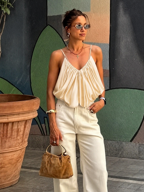 Aiko Balloon Satin Top