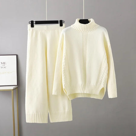 Alamea Luxe Winter Coord Set - Tracksuit - flat-lay shot on hangers, cream - Miss Mosa By Akanksha