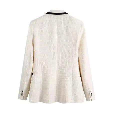 Alamea Statement Tweed Blazer in White - back flat-lay product shot, white - Miss Mosa By Akanksha