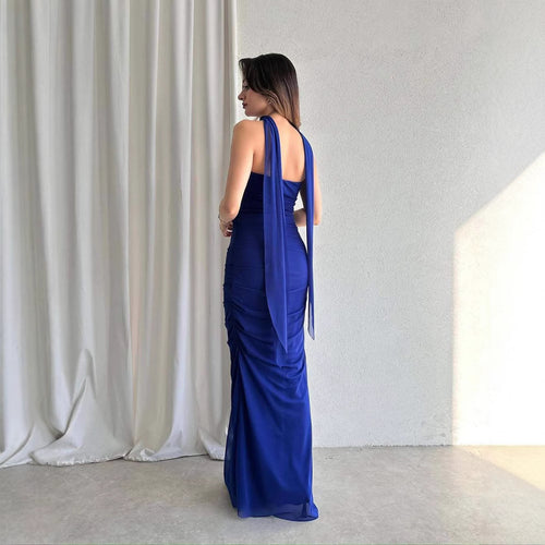 Alara Summer Set of Top And Skirt With Scarf In Navy Blue