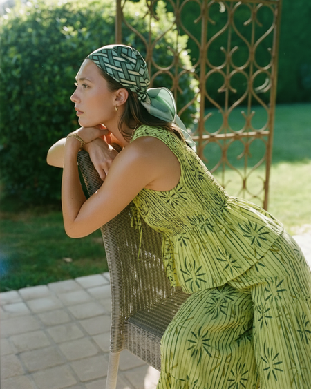 Albina Printed Coord Set - side shot, lime green print - Miss Mosa By Akanksha
