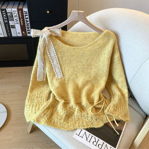 Alessandra Bow Lace Sweater