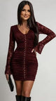 Alessio Mini Lace Dress - front shot, wine red - Miss Mosa By Akanksha