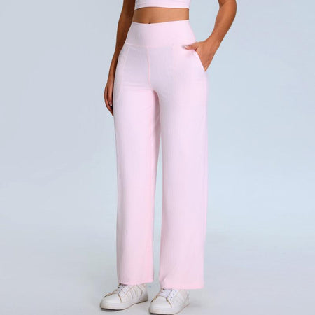 Alex Activewear Set In Pink - front shot of high-waisted pants on model - Miss Mosa By Akanksha