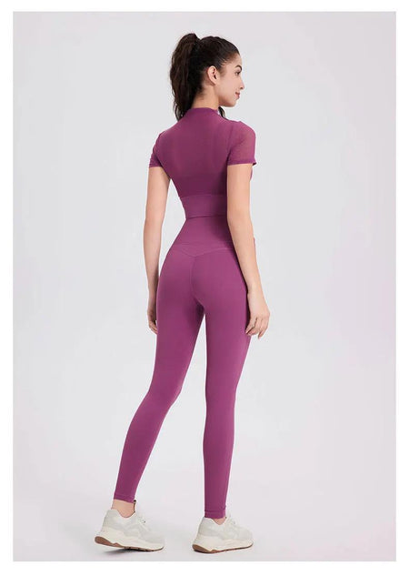 Alexis Activewear Set - back shot on model, purple - Miss Mosa By Akanksha