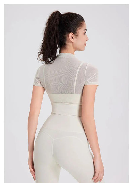 Alexis Activewear Set - back shot on model, cream - Miss Mosa By Akanksha